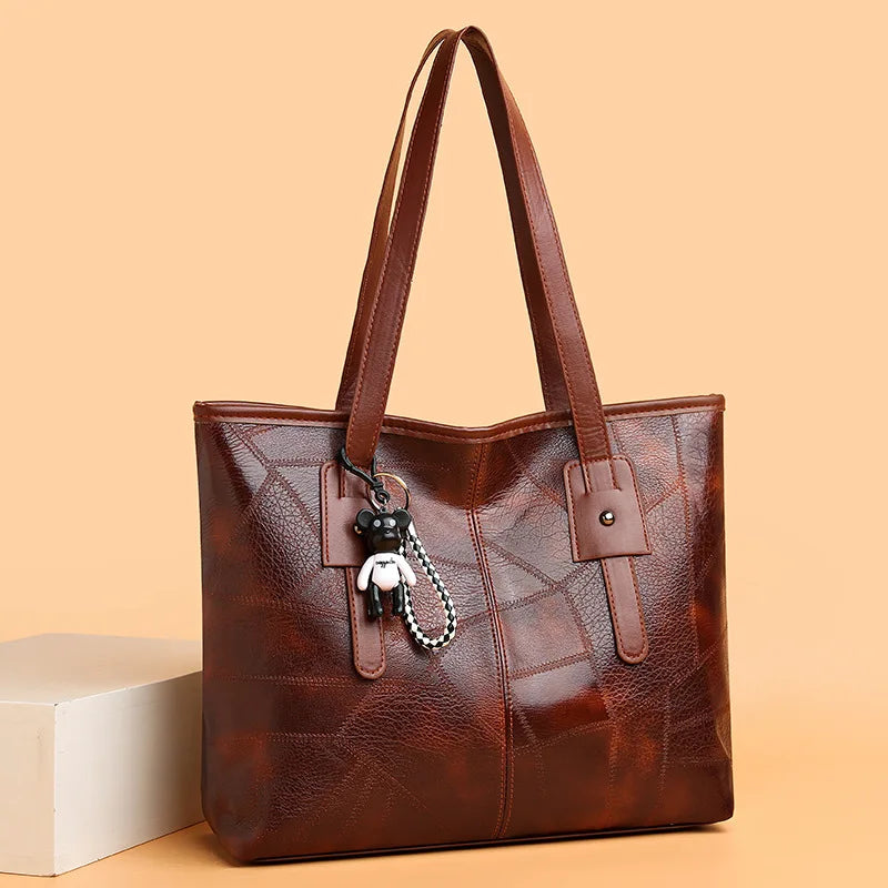 Trendy Large Capacity Tote Bag Horizontal Square Zipper Single Shoulder Handbag
