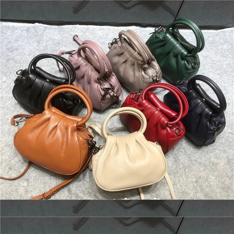 Luxury Design Cowhide Leather Shoulder Bag Women's Handbag