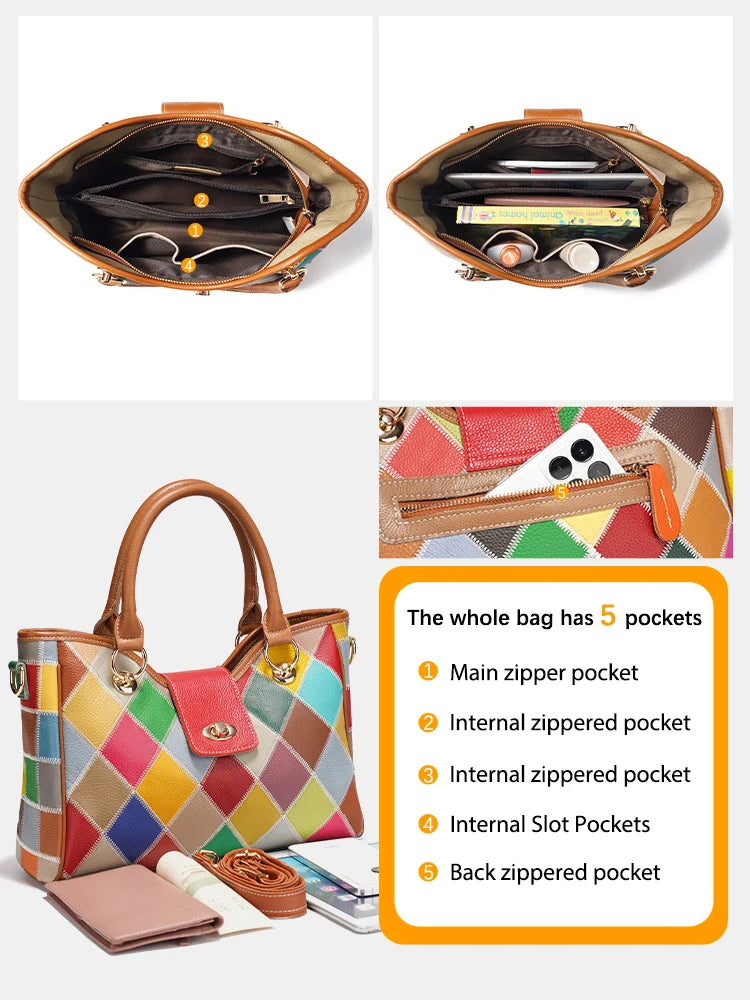 Women's Genuine Leather Luxury Top-Handle Luxury Shoulder Bag