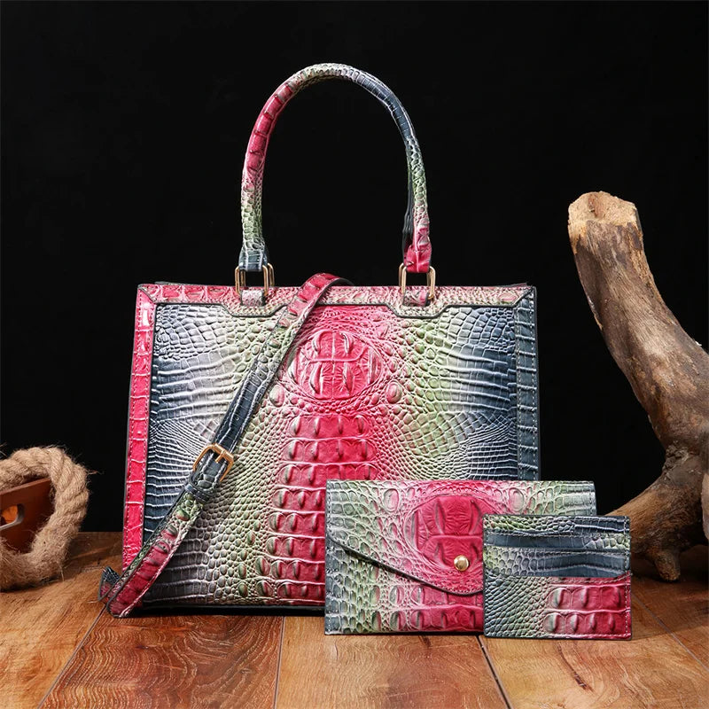 Trendy Vintage Crocodile Pattern Handbag Fashion Design