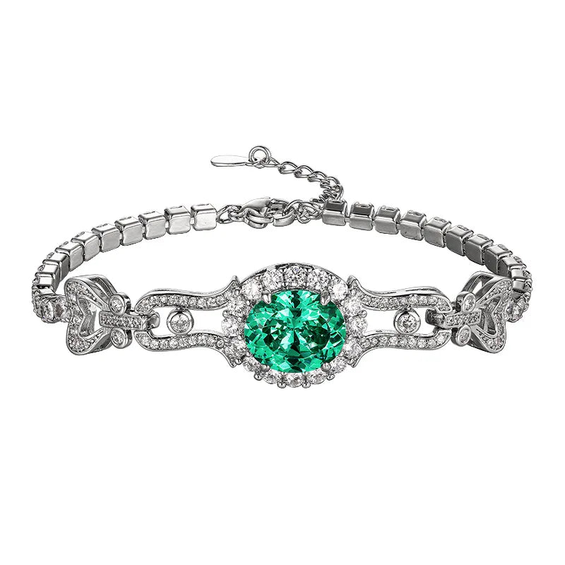 Adjustable Bracelet Colorful Oval Cubic Zirconia Vintage Style