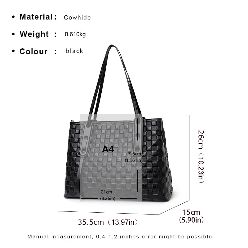 Genuine leather tote bag large capacity printed handbag