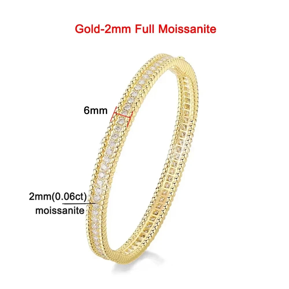 2mm Moissanite Bangle S925 Sterling Silver Plated 18K Gold