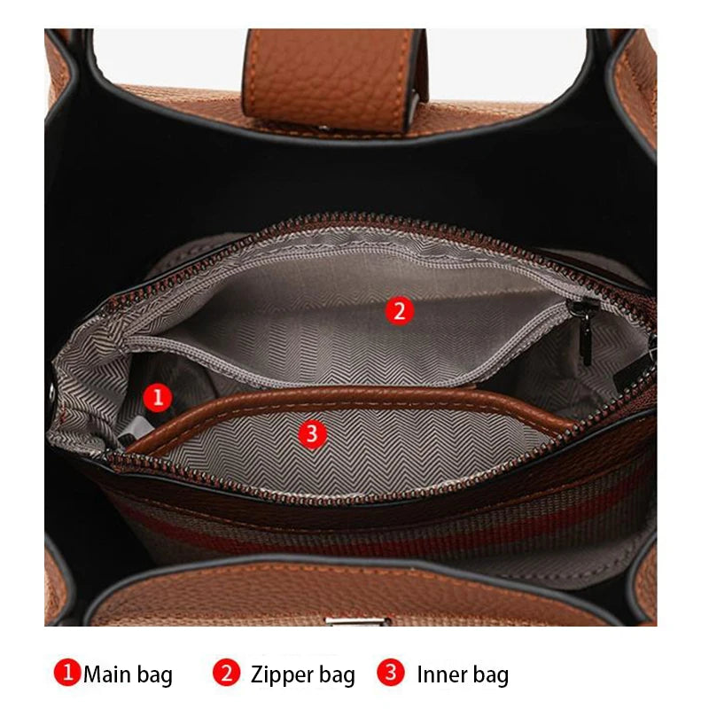 Tote Bag Genuine Leather Canvas Shoulder Bags Fashion Hobo Bags Large Purse