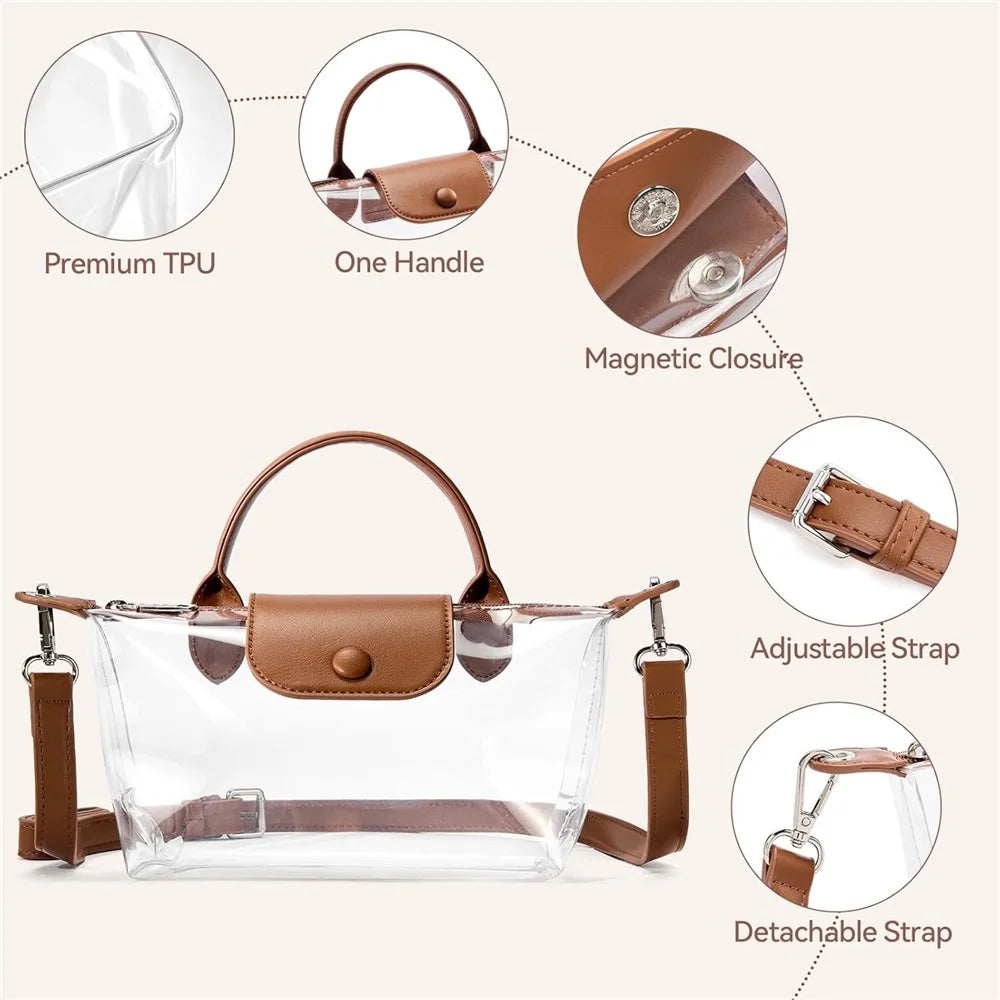 Clear Bag Small Crossbody Purse Handbags for Concerts Sports Stadium Events
