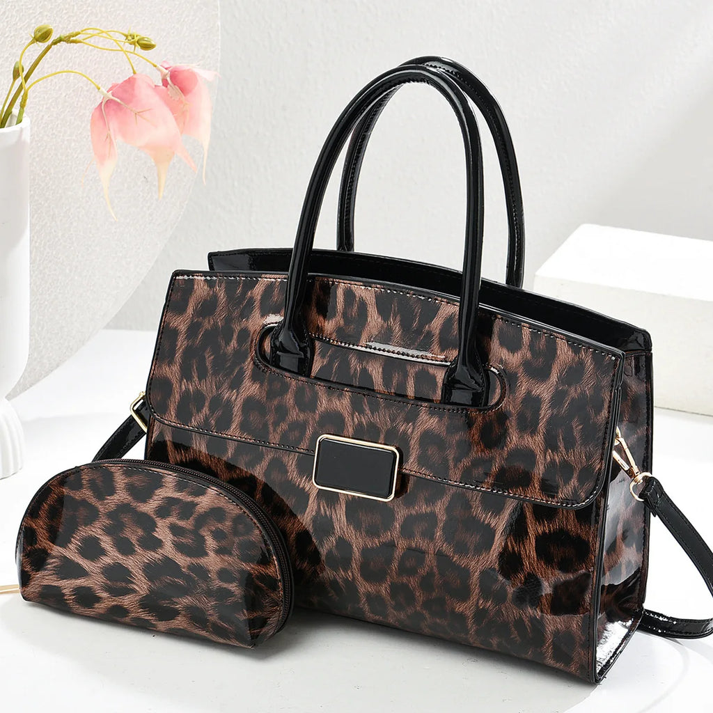 Fashionable Leather Leopard Print Handbag Luxury Shoulder Bag