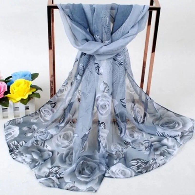 Chiffon Scarf Butterflies Branch Pattern Versatile Elegant