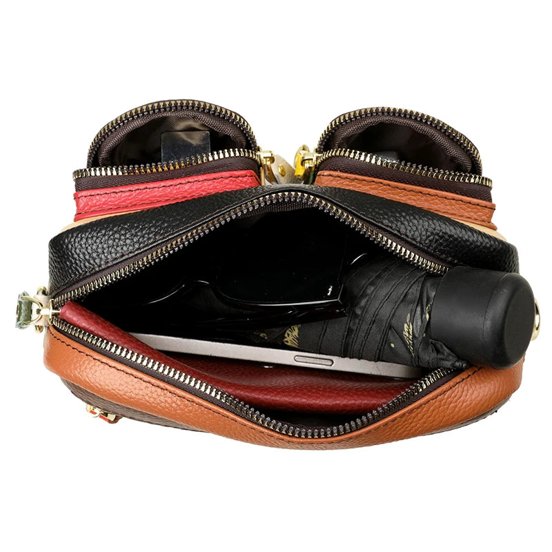 High Quality Thick Genuine Leather Multiple Pockets Messenger Bag