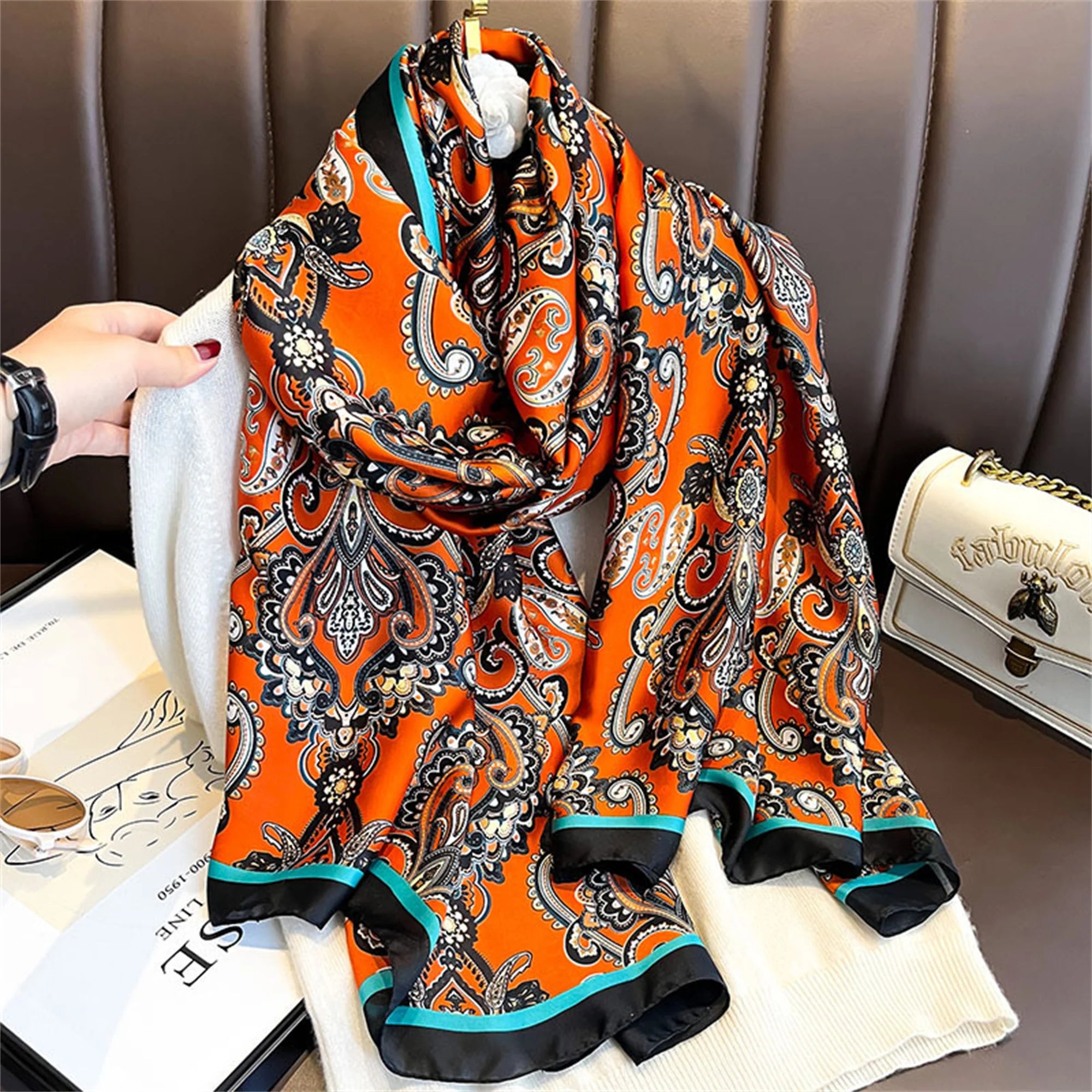 180*90cm Luxury Brand Women Scarf Summer Silk Shawl Lady Wrap Soft Design