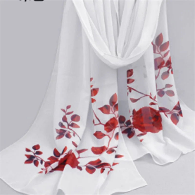 Chiffon Scarf Butterflies Branch Pattern Versatile Elegant