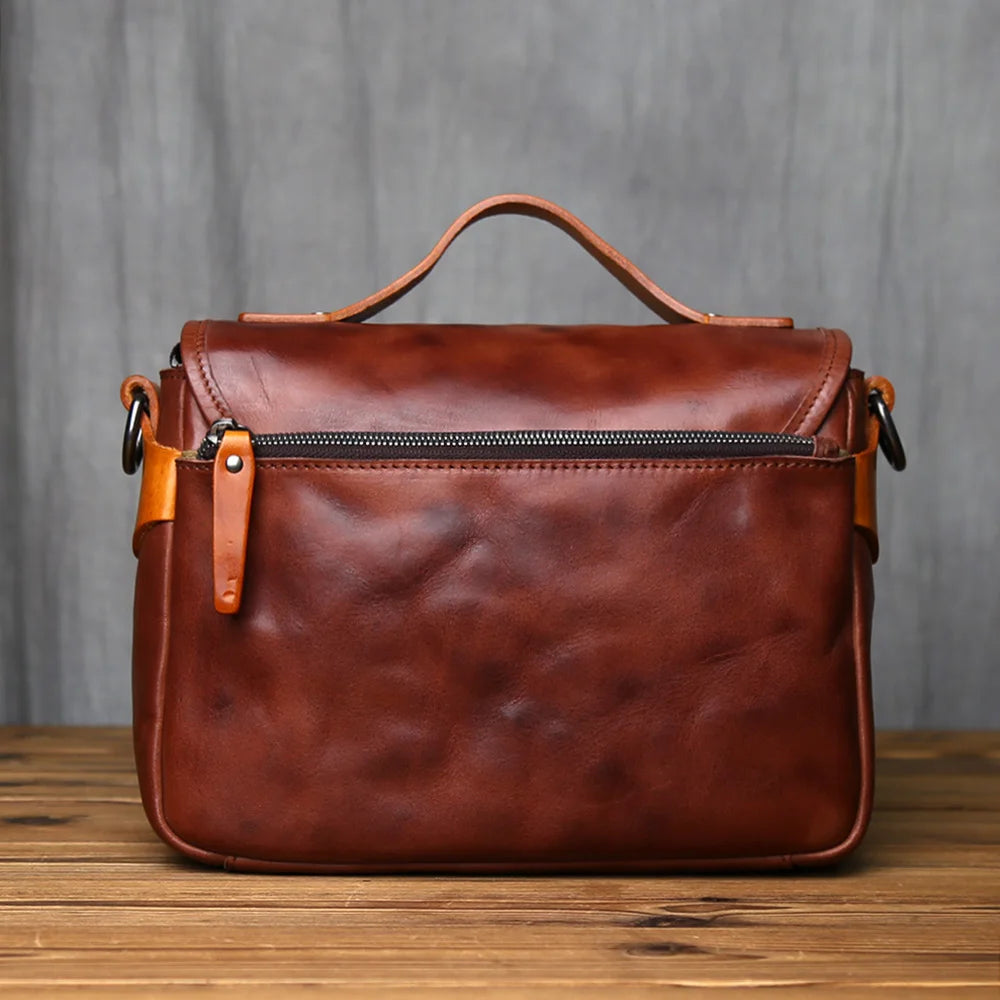 Men's Vintage Genuine Leather Shoulder Bag Top Layer Cowhide Crossbody Bag