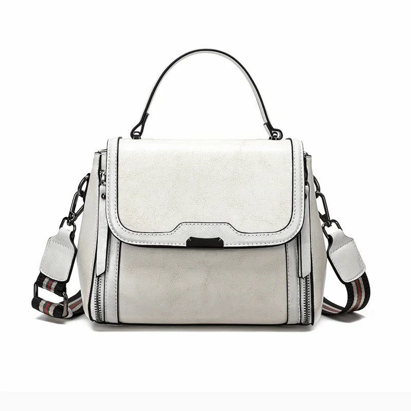 Women's Luxury Design Oil Wax Cowhide Leather Handbag