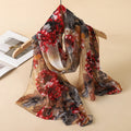 Thin Soft Chiffon Scarves Women Floral Print Silky Scarf