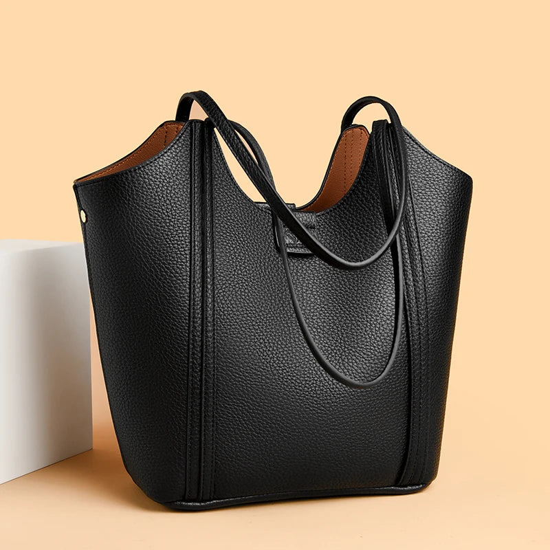 Women's Large Capacity Shoulder Bag Genuine Leather Tote
