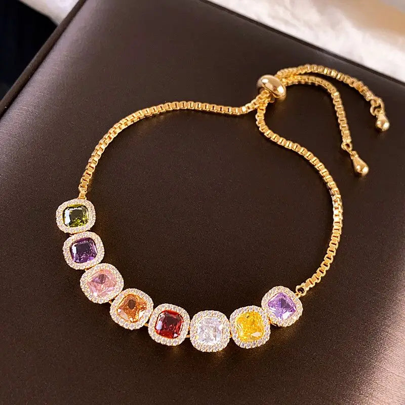 Cubic Zirconia Bracelet Square Design Multicolor Zircon Jewelry
