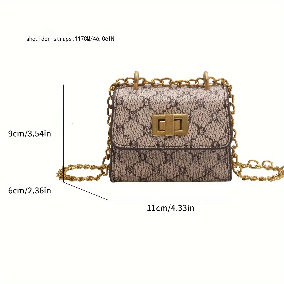 Stylish Mini Crossbody Bag Geometric Pattern Faux Leather Buckle Closure Purse