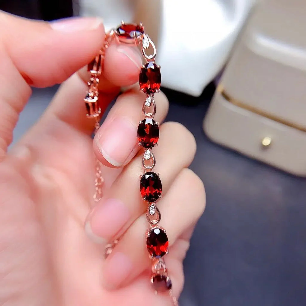 18k Rose Gold Original Bracelet Natural Ruby Gemstone Bracelet Jewelry
