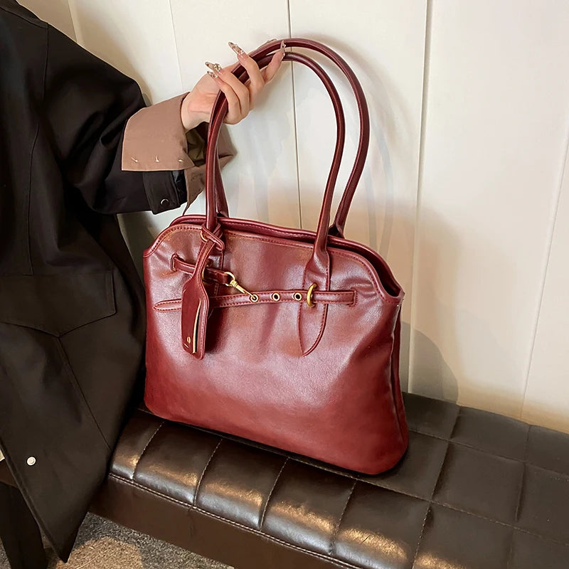 Retro Shoulder Bags Luxury Designer Handbags Soft PU Leather Big Capacity