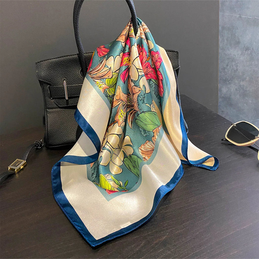 100% Real Silk Scarf Print Bandana 53cm Square Scarves