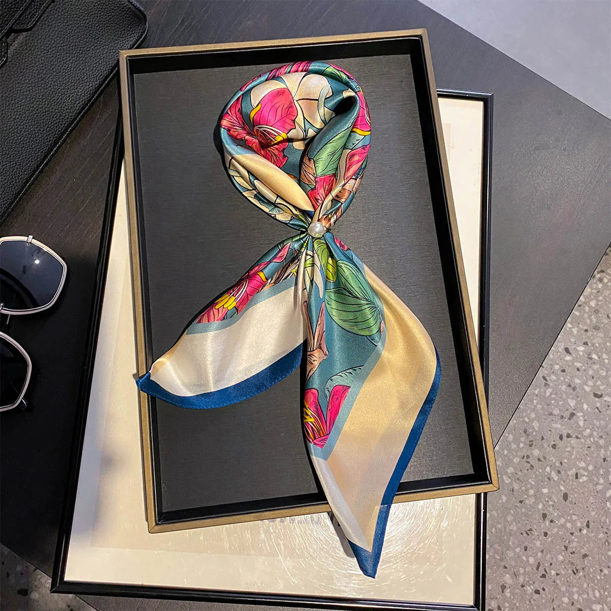 100% Real Silk Scarf Print Bandana 53cm Square Scarves