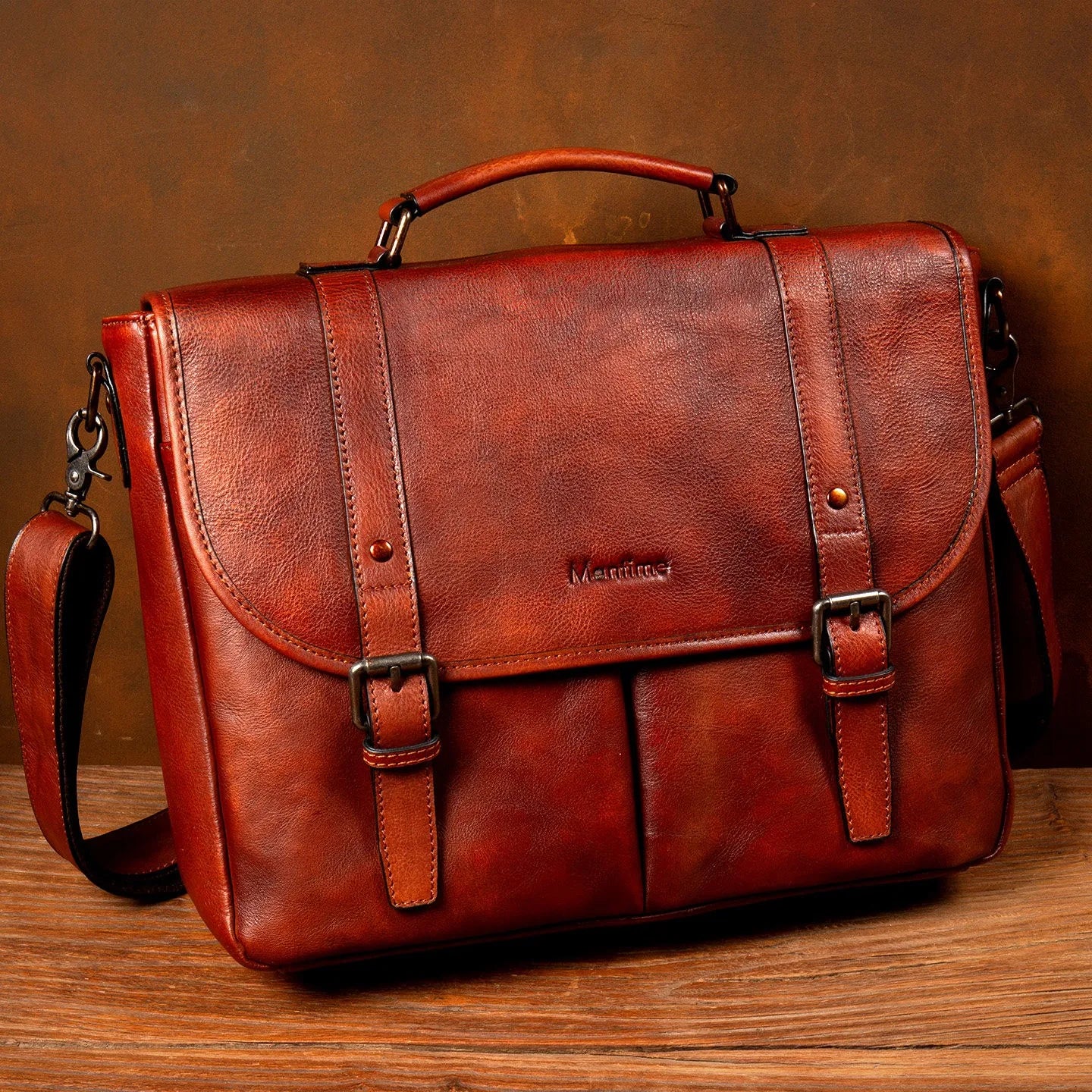 Genuine Leather Handbag Men's Business Commute Document Bag