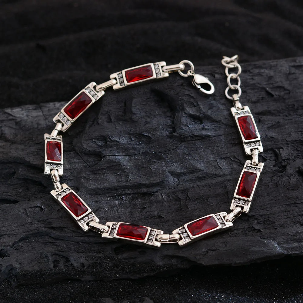 Trendy Shiny CZ Zircon Star Retro Thai Silver Ladies Charm Bracelet Jewelry