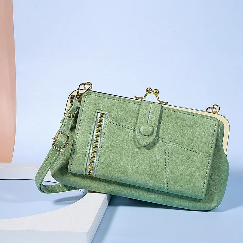 Pu Leather Zip Crossbody Shoulder Clutch Bag Purse Wallet Mobile Phone Bag