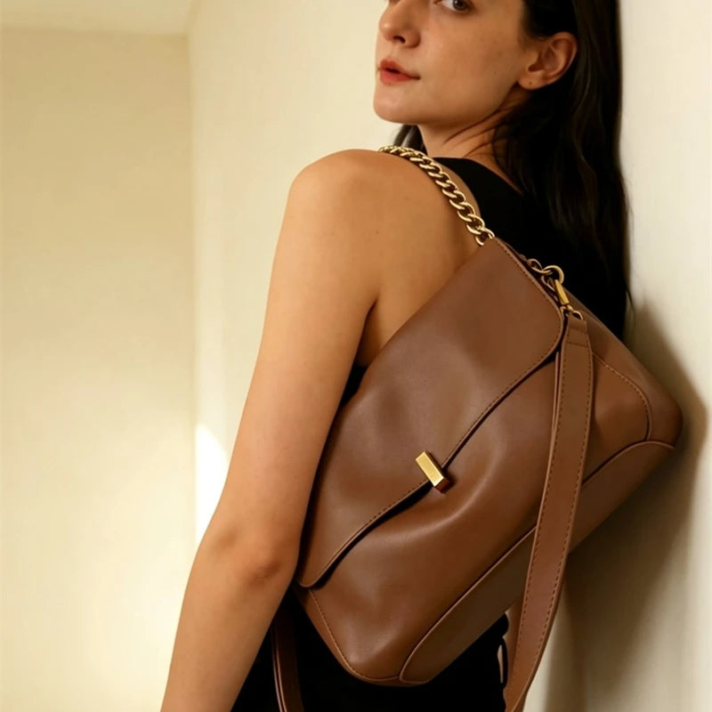 Genuine Leather Slouchy Satchels For Women Vintage Soft Bag