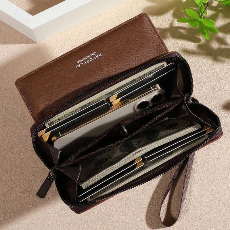 1pc Classic Faux Leather Wallet Double Layer with Snap Closure