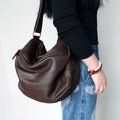 Slouchy Style Square Crossbody Bag Soft Genuine Leather Tote