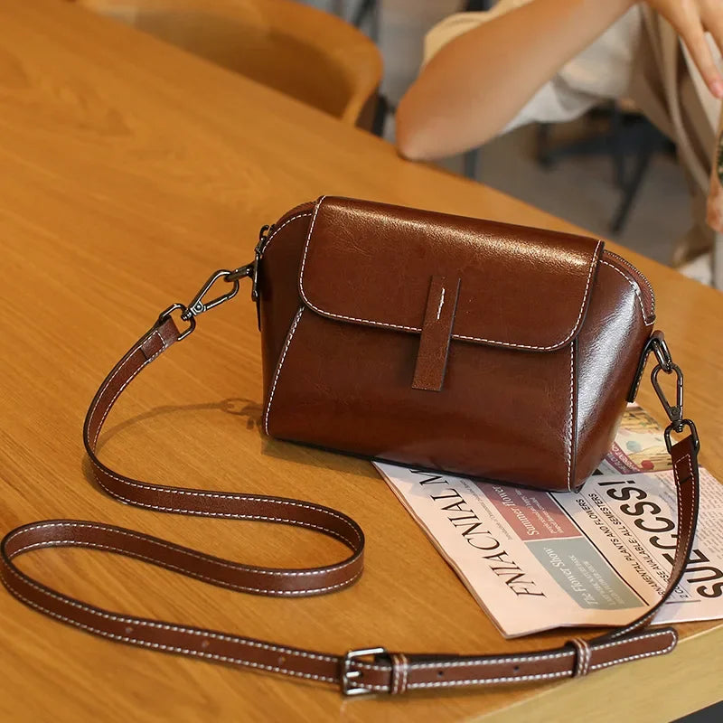 Genuine leather women's bag small bag shell bag one shoulder crossbody bag