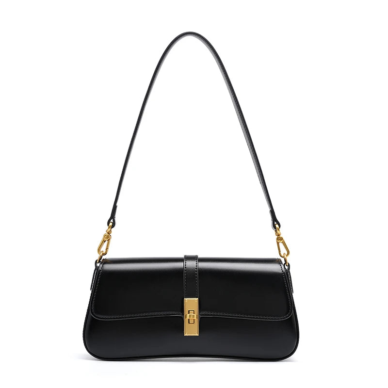 Genuine Leather Small Underarm Bag Women Retro Purse