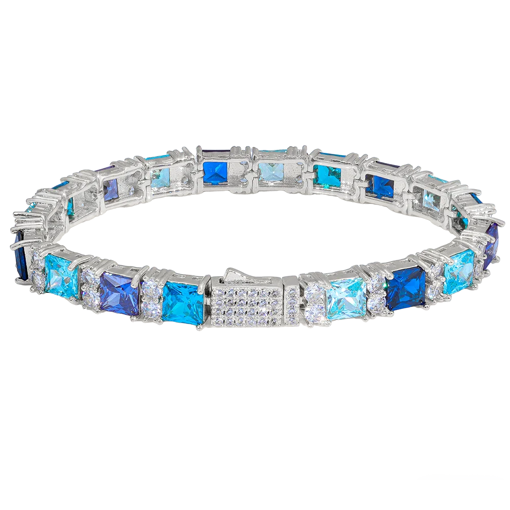 Blue Bracelet Inlaid Sapphire Blue Square Cubic Zirconia
