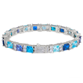 Blue Bracelet Inlaid Sapphire Blue Square Cubic Zirconia