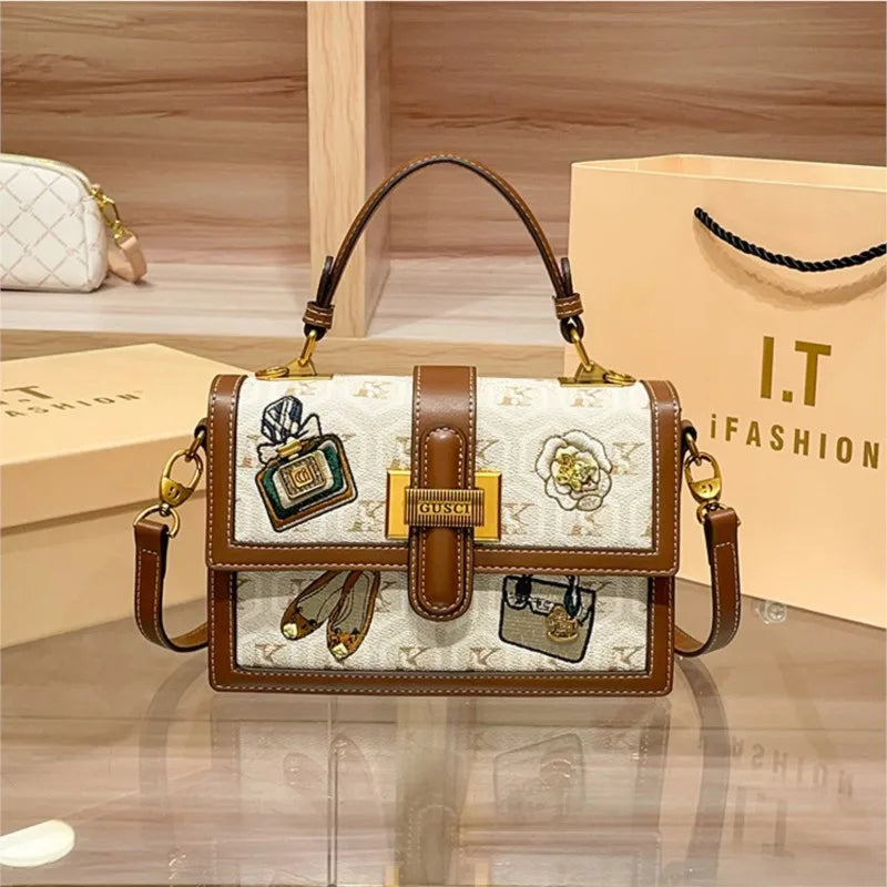 Light luxury brand handbag high-end design printed shoulder bag crossbody bag