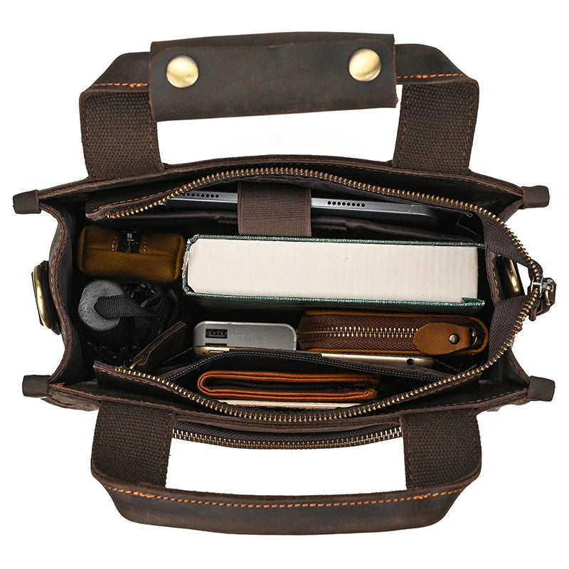 Genuine Leather Men's Shoulder Bag Vintage Messenger Bag