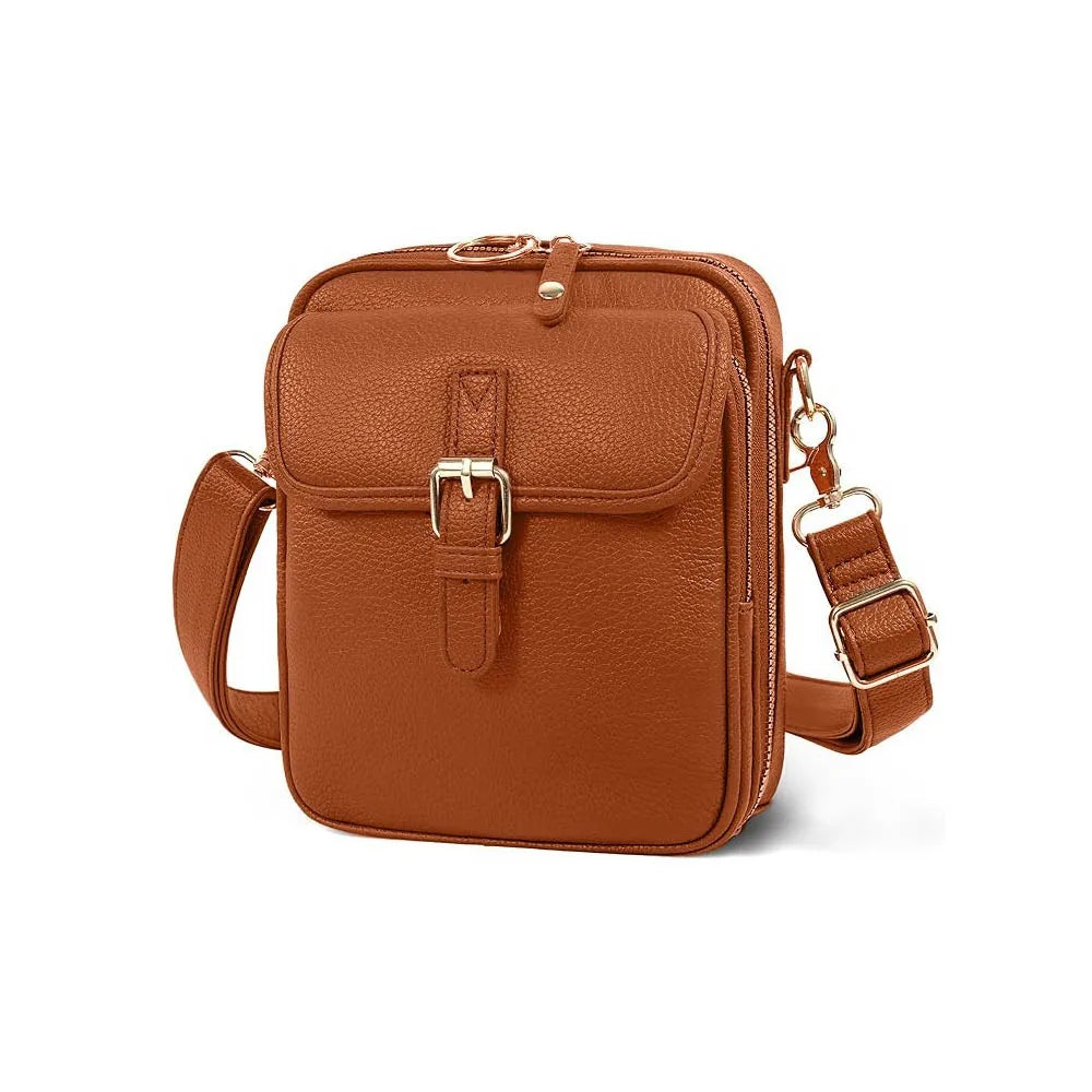 Vintage Messenger Bag Large Capacity Crossbody Leather Bag Adjustable Strap