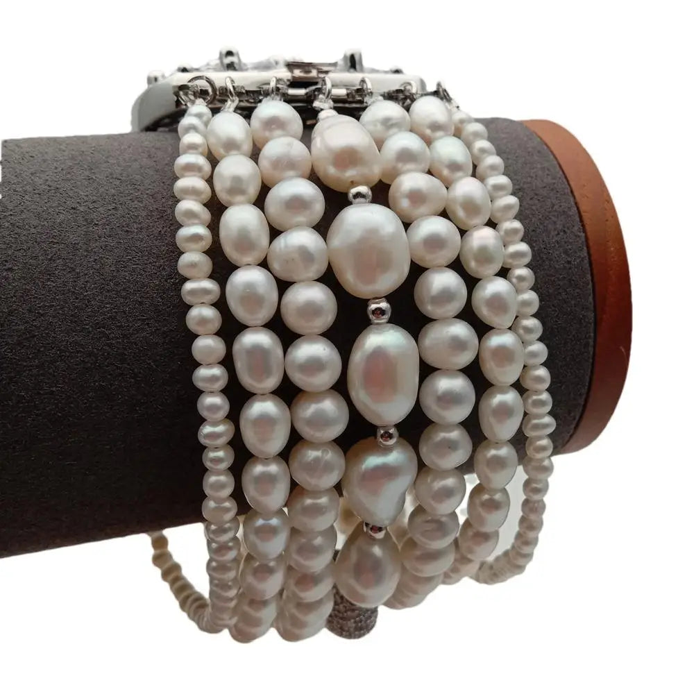 Classic style 7 Strands Natural Freshwater Pearl Bracelet