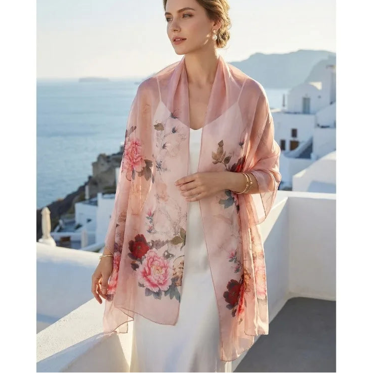 Lightweight Large 100% Mulberry Silk Chiffon Scarf