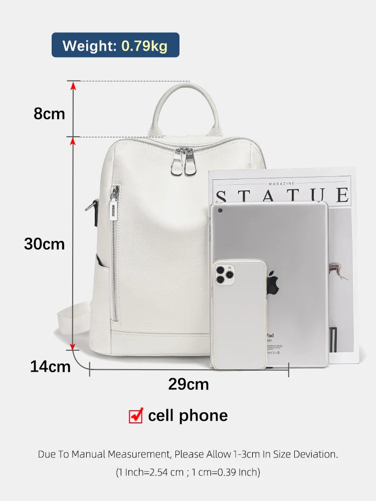 Fashionable Genuine Leather Backpack Multi-pocket Bag