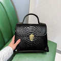Luxury Designer Brand Cowhide Crocodile Retro Handbag