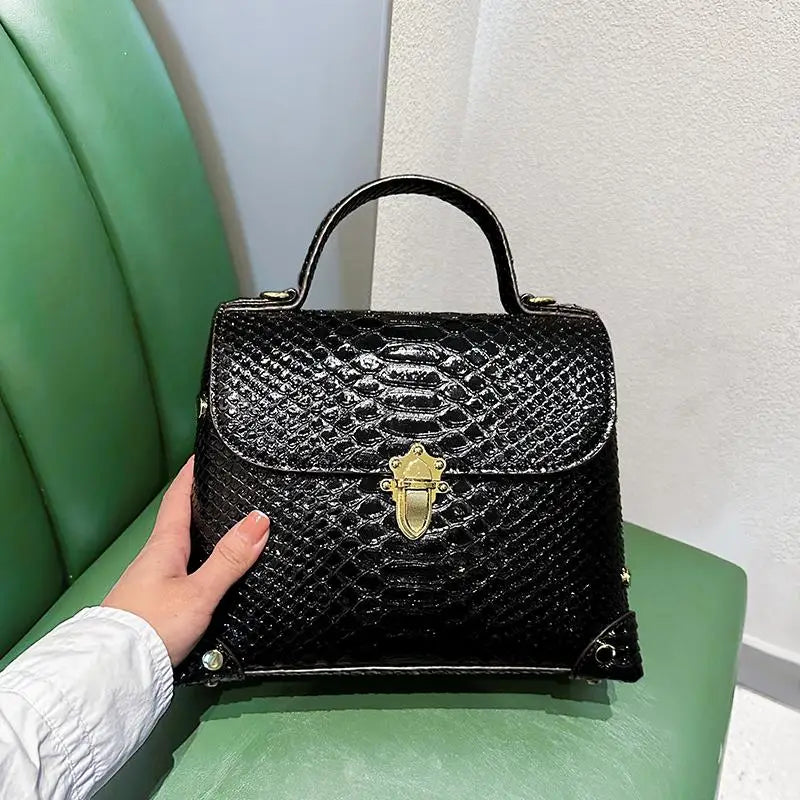 Luxury Designer Brand Cowhide Crocodile Retro Handbag