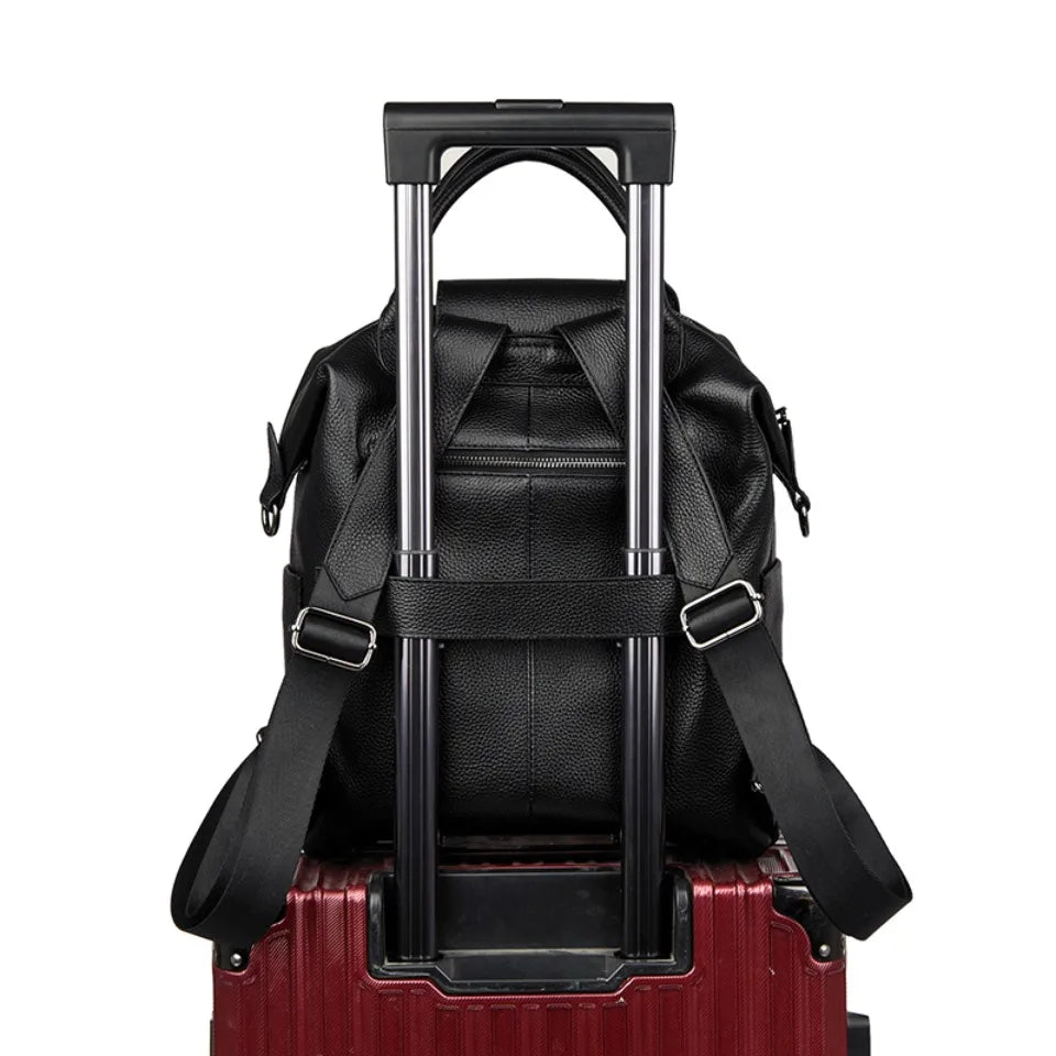 100% Genuine Cowhide Leather Backpack Large Capacity