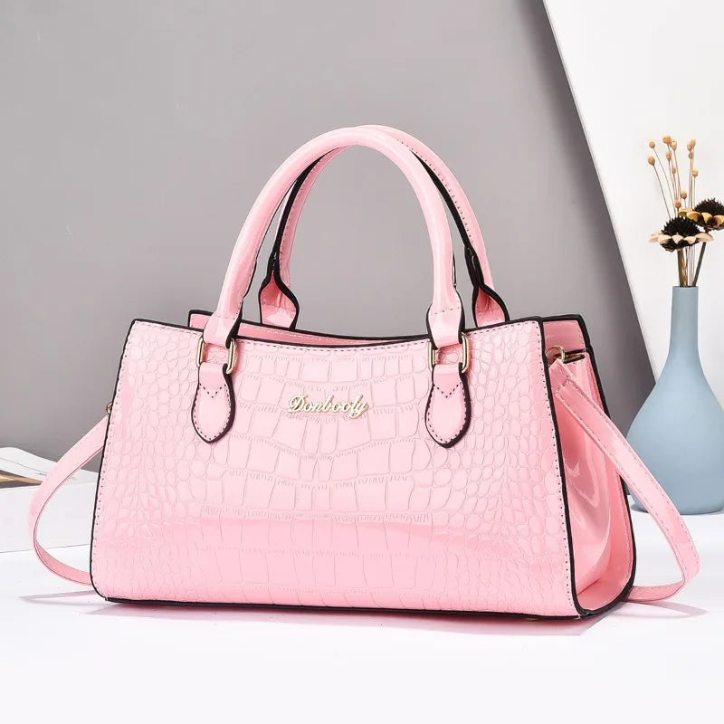 High Quality Crocodile Patterned Elegant Handbag Large Capacity Commute Bag