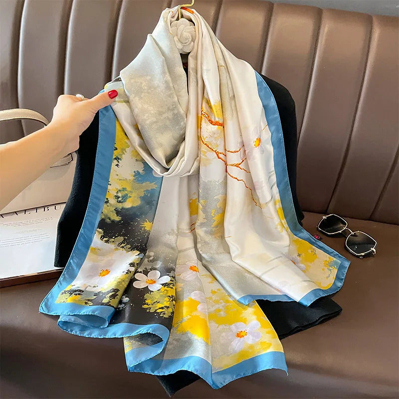 180*90cm Luxury Brand Women Scarf Fashion Print Silk Scarves Summer Shawls Wraps