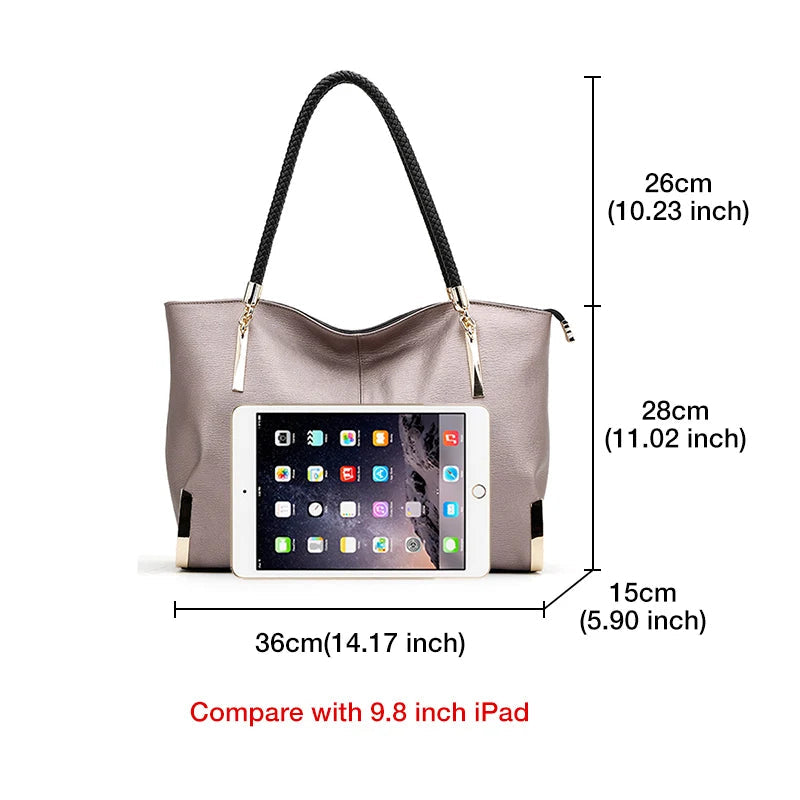 Stylish Women Cowhide Leather Handbag Luxury Design Shoulder Bag