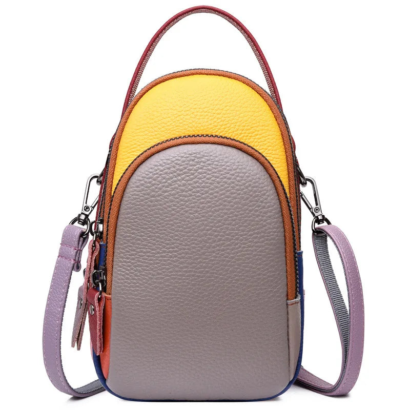 Leather mobile phone pocket change collector color head layer cowhide casual bag