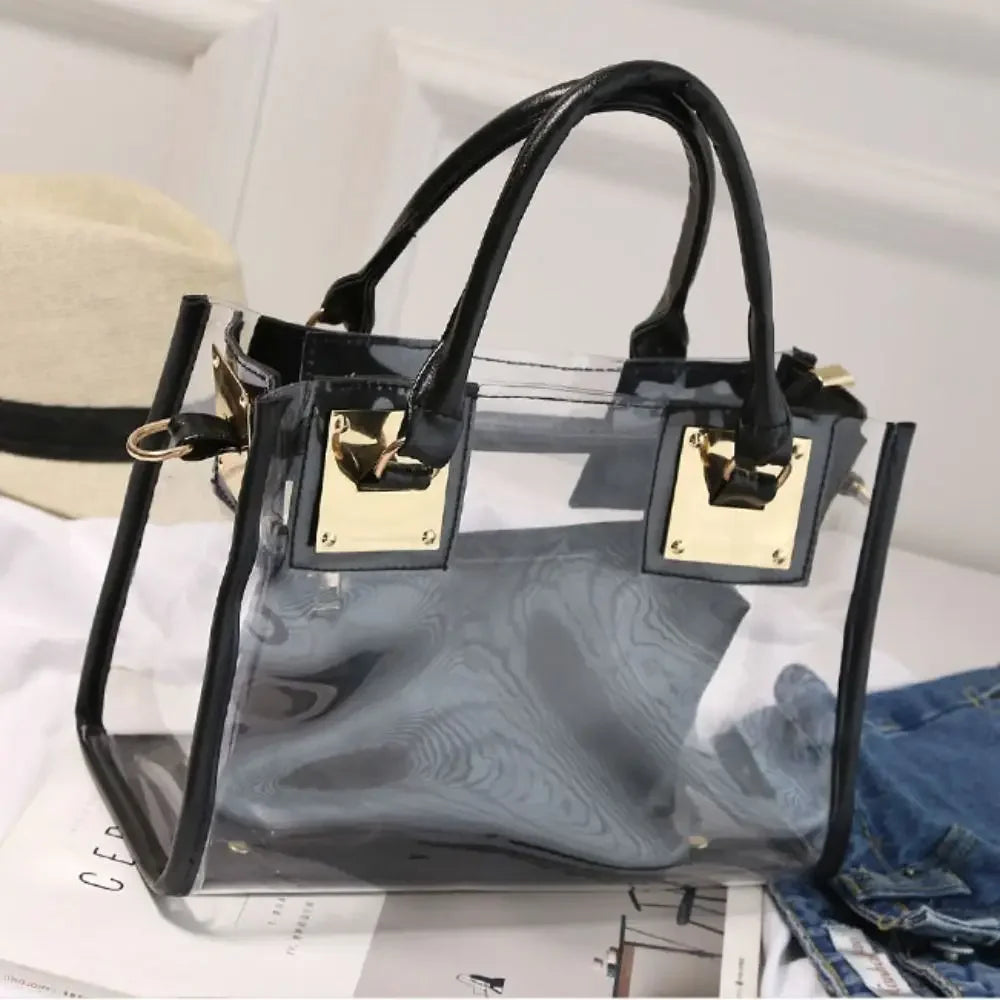 Transparent Jelly Crossbody Bag PVC Designer Square Handbag Large Capacity Bag