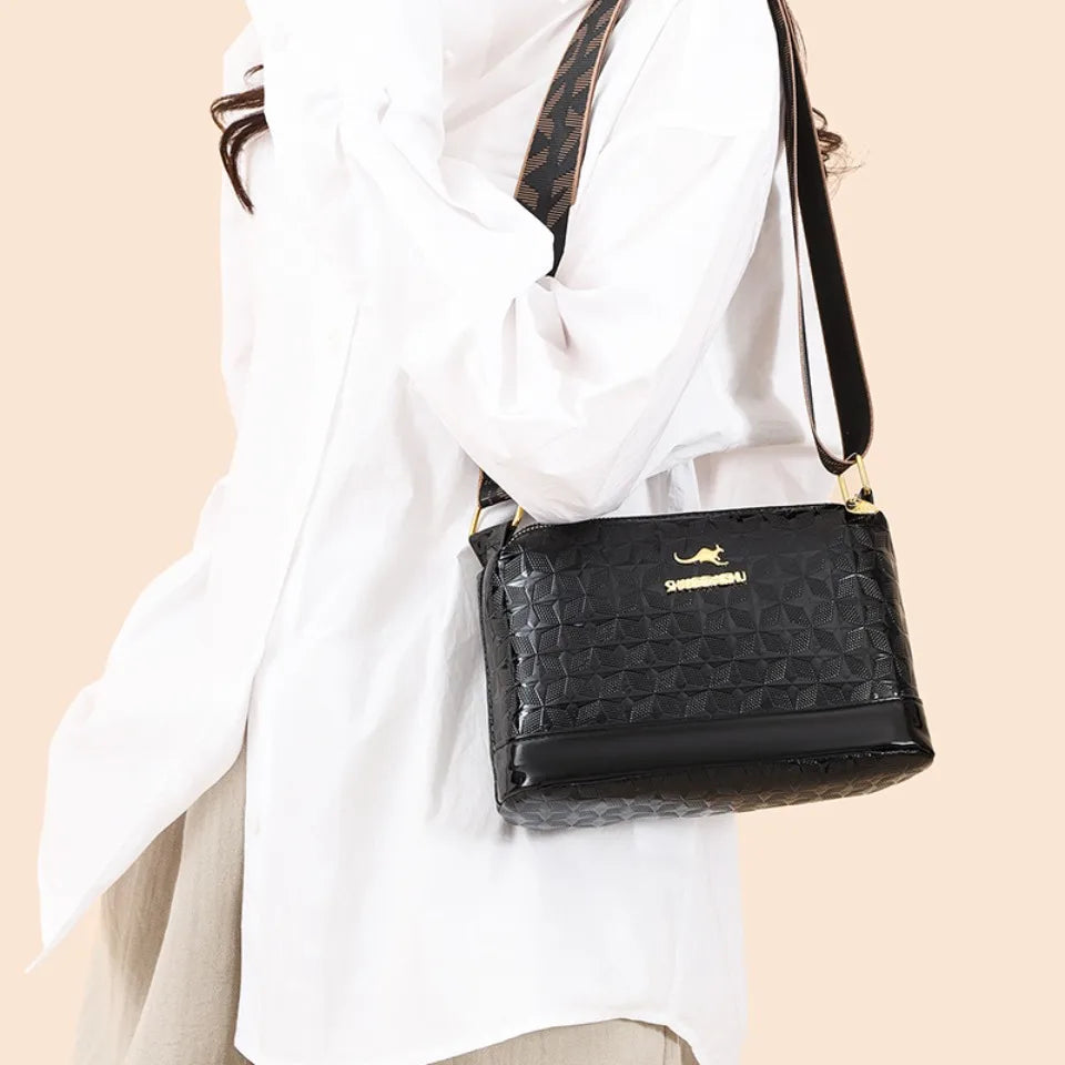 3 Layers Women Handbag Luxury Designer Patent Leather Shoulder Messenger Bag