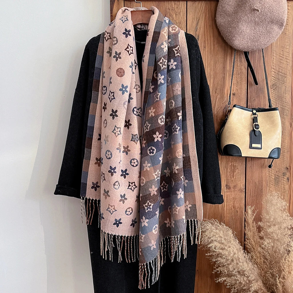 National Style Cashmere Scarf Winter Women Pashmina Shawls Warm Blanket Wraps